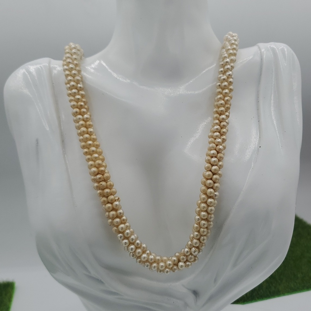 Popcorn Faux Pearl Beaded Estate Necklace 36 Inch N3626